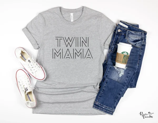 Seeing Double Twin Mama Shirt Athletic Heather