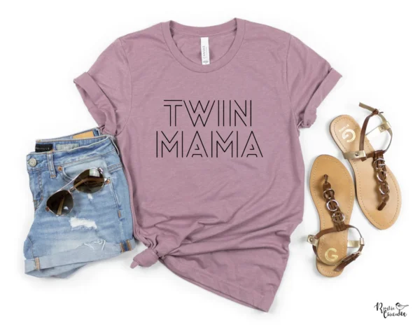 Seeing Double Twin Mama Shirt Heather Orchid