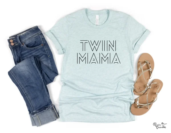 Seeing Double Twin Mama Shirt Heather Prism Ice Blue