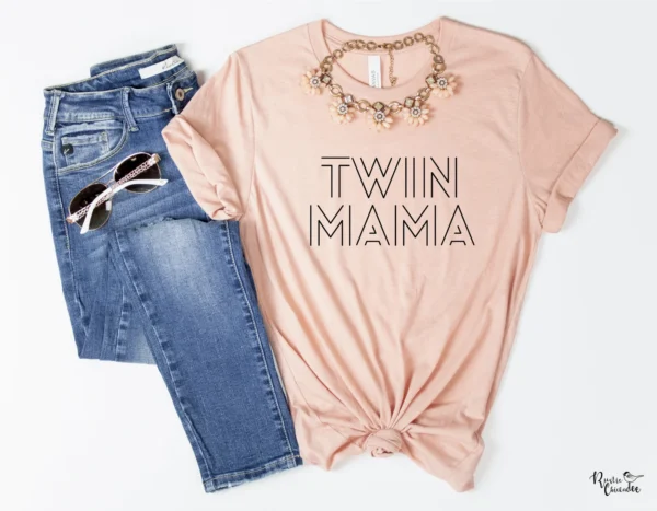 Seeing Double Twin Mama Shirt Heather Prism Peach