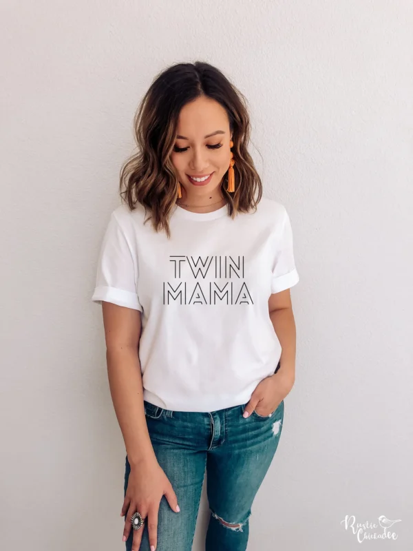 Seeing Double Twin Mama Shirt White